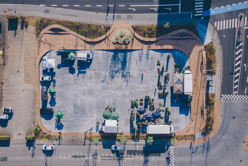 Markedspladsen (2021). Dronefoto: Astrid Maria Rasmussen